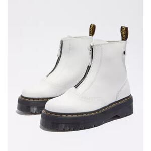 Dr. Martens Jetta Zipped Leather Platform Boot in White